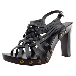 Jessica Bennett Size 7 M Black Slingback Leather Women Sandal Shoes